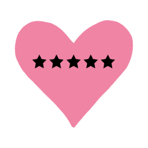 Herz mit 5 Bewertungssternen