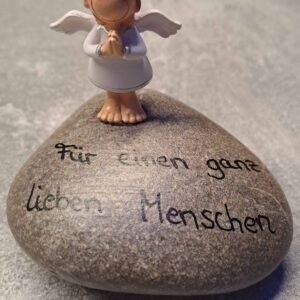 Schutzengelstein mit dem Spruch Für einen ganz lieben Menschen - weißer Schutzengel