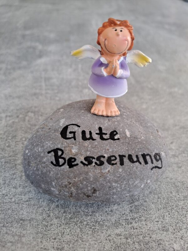 Gute Besserung - lila Schutzengel Glückskiesel