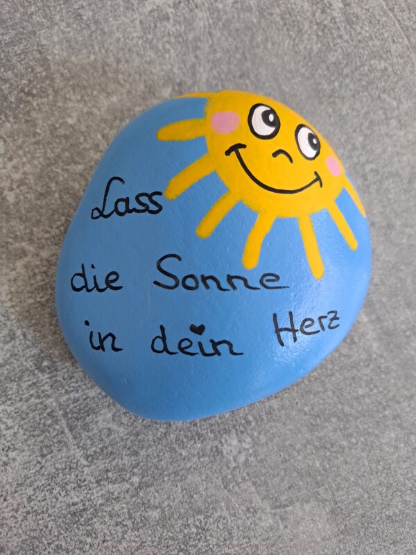 Sonnenstrahlen Spruchstein_hellblau_Lass die Sonne in dein Herz