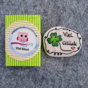 Viel Glück Glücksstein Box mit Kleeblattstein