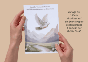 Beileidskarte zum Ausdrucken mit Taube, Spruch 1
