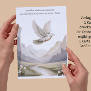 Beileidskarte zum Ausdrucken mit Taube, Spruch 1