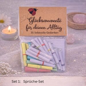 Glücksmomente für deinen Alltag - Geschenkset mit 35 liebevollen Sprüchen mit oder ohne Lichterkette