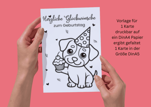 Geburtstagskarte zum Ausdrucken mit Hund